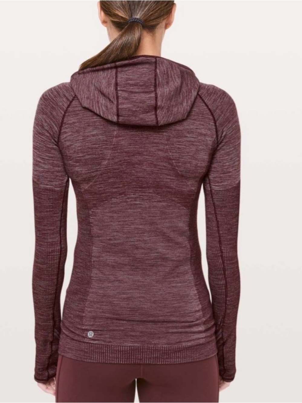 Lululemon Swiftly Wool 1/2 Zip Hoodie in Dark Adobe/White.